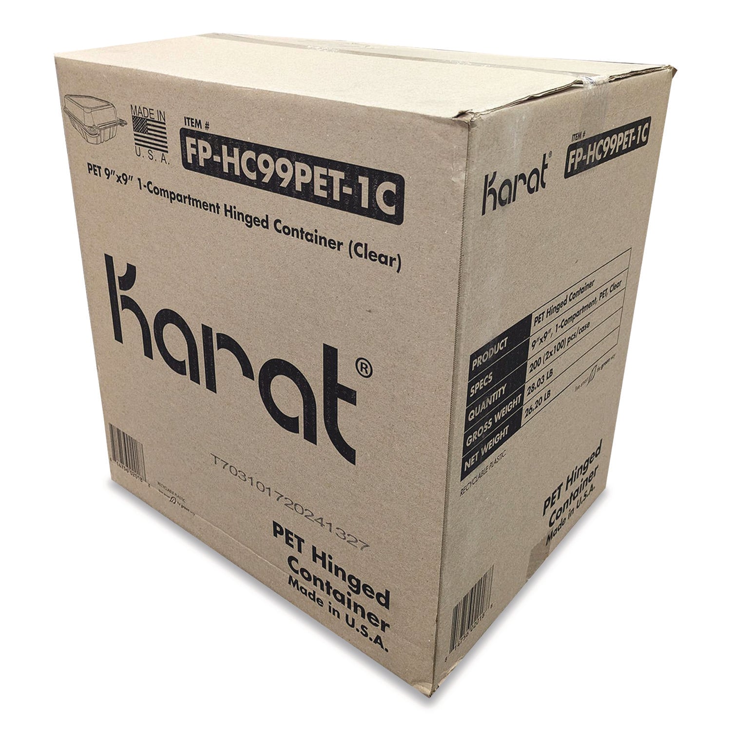 karat-r-pet-plastic-hinged-container-9-x-9-x-3-6-clear-plastic-100-pack-2-packs-carton-krtfphc99pet1c_1